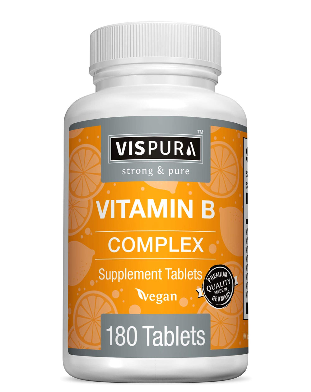 VISPURA Vitamin B-Complex bottle pour supports daily energy and immune wellness.