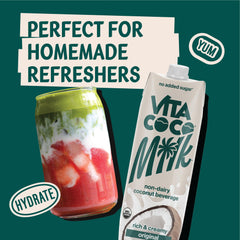 Vita Coco Original Organic Coconut Milk poured over cereal for a plant-based breakfast