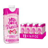 Vita Coco Treats pink strawberry coconut milk bottle for a refreshing dairy-free treat.