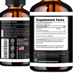 Sugar-free vegan formula label of Vita Guard magnesium glycinate
