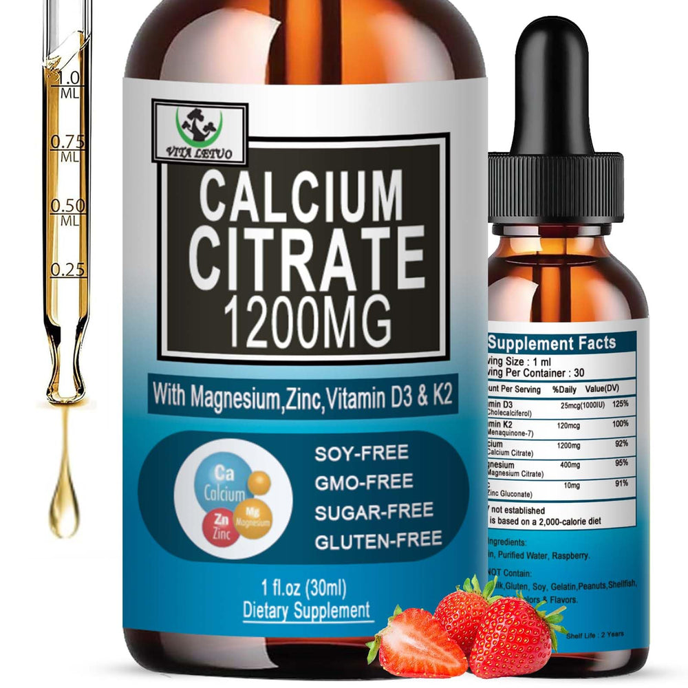 Vita letuo liquid calcium drops bottle highlighting high absorption for bones and teeth