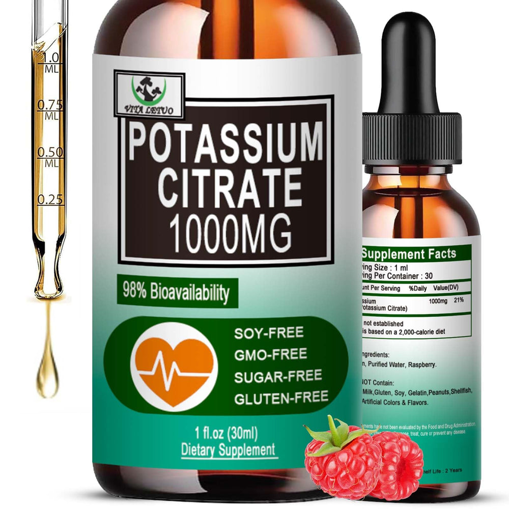 Vita Letuo Potassium Citrate Drops bottle on countertop for daily use