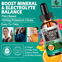Vita Letuo Potassium Citrate Drops label close-up showing 1000 mg per serving for potency