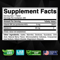 Vitabod Melatonin 20 mg tablets with a score line for flexible 10 mg dosing