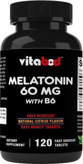 Vitabod Melatonin 60mg bottle promotes restful nights with convenient nightly use.