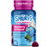 VITABURST Smurfs Focus Gummies bottle front promoting kid focus support.
