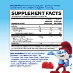 VITABURST Smurfs fruity gummies closeup highlights kid-friendly bedtime flavor.