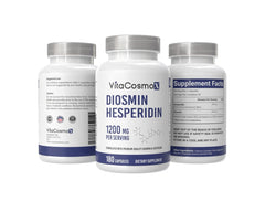 VitaCosmoX Diosmin Hesperidin 1200mg capsules on label; daily wellness potential.