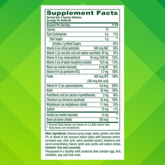 Vitafusion bottle label close-up highlighting no artificial flavors.