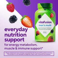 Vitafusion adult men's gummy berry texture for easy daily energy support