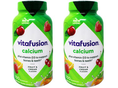 Vitafusion calcium gummies bottle highlighting natural fruit flavors for daily wellness
