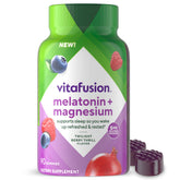 Vitafusion melatonin magnesium bottle Twilight Berry for a soothing bedtime routine.