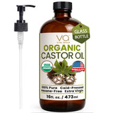 VITAL AFFAIR castor oil bottle with pump for mess-free dispensing and easy daily use.