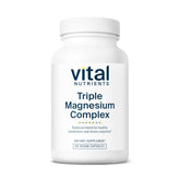 Vital Nutrients Triple Magnesium Complex bottle front, vegan magnesium blend for daily relaxation.