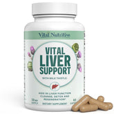 Vital Nutritive Vital Liver Support bottle shows the 9-in-1 formula for digestive balance.