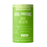 Vital Proteins Beef Gelatin Powder jar on the counter ready to blend into recipes.