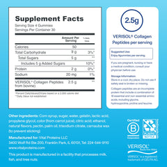Vital Proteins Collagen Gummies ingredients label with VERISOL peptides.