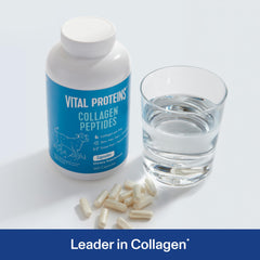 Vital Proteins collagen capsules close-up showing capsules for convenient supplementation