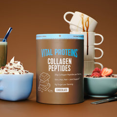 Vital Proteins Collagen Peptides Chocolate container close-up highlighting premium ingredients
