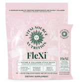 Vital Source Flexi bottle pack shot highlighting the dual-action strength and skin health benefits.