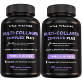 Vital Vitamins Multi Collagen Plus capsules bottle showing convenient beauty and joint support for hair, skin, and nails.