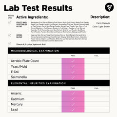 Vital Vitamins Vegan Collagen Booster silica ingredient panel showing plant-based collagen support.