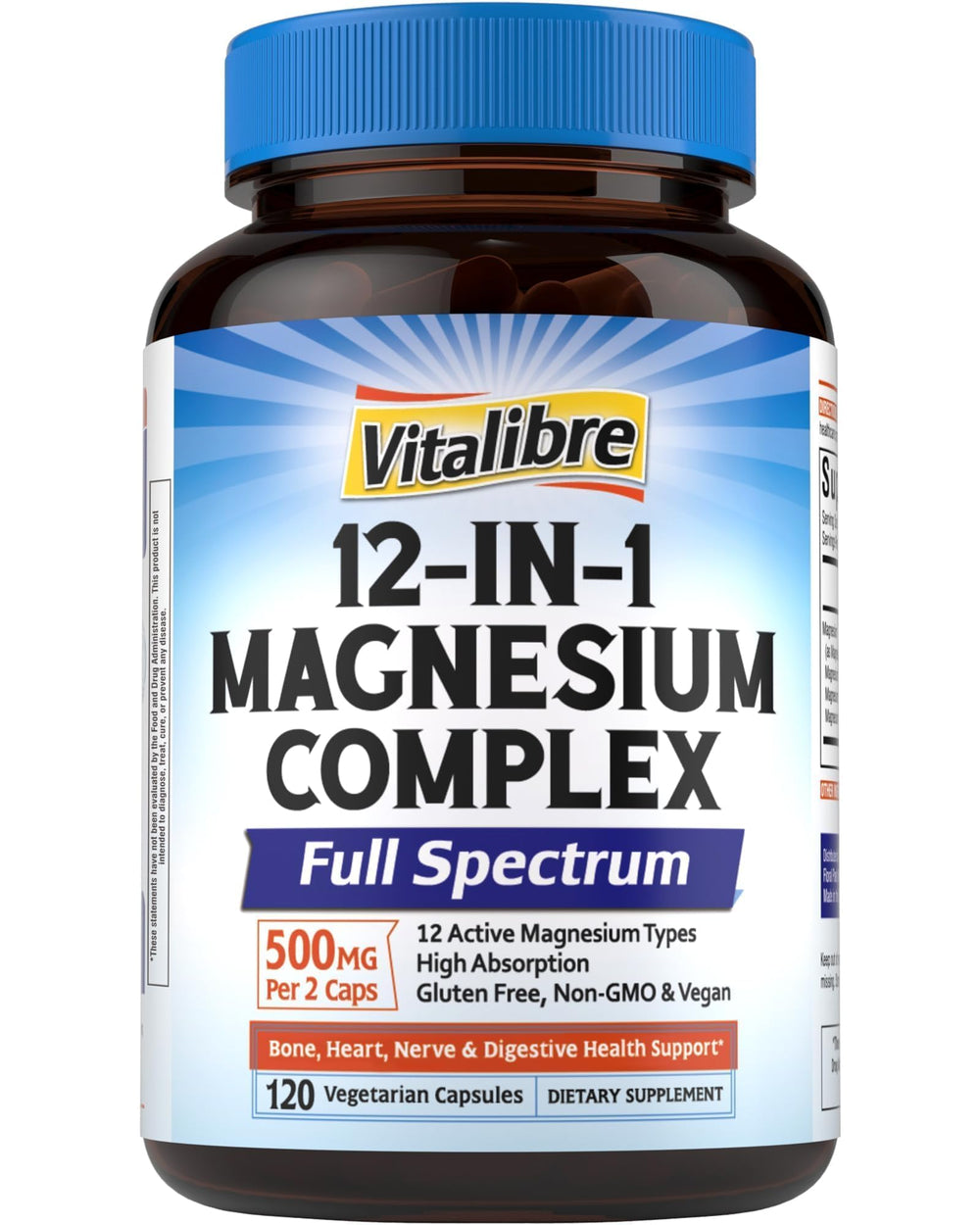 Vitalibre 12in1 Magnesium Complex bottle ready for daily use, showcasing convenient packaging.