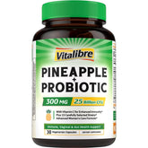 Vitalibre Pineapple + Probiotic bottle front highlighting daily gut balance with 30 vegan capsules.