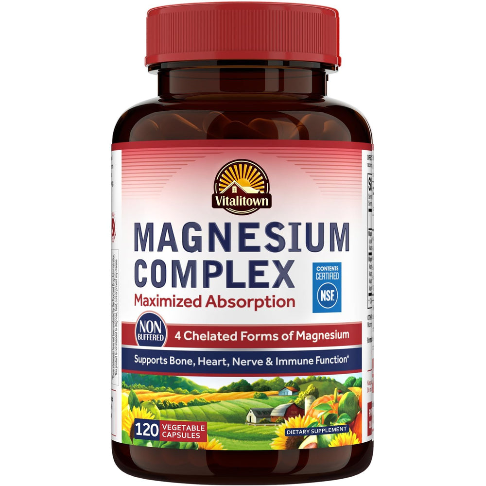 VITALITOWN Magnesium Complex bottle front for daily wellness and trust