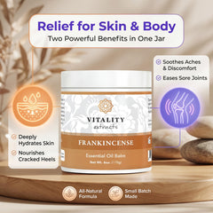 Vitality Frankincense Balm 6oz packaging display for daily use