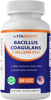 Vitamatic Bacillus Coagulans shelf-stable bottle for daily probiotic use