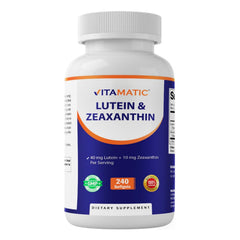 Vitamatic Lutein 40mg with Zeaxanthin 10mg softgels bottle for easy daily eye support