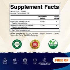 Vitamatic Lutein 40mg with Zeaxanthin 10mg softgels capsules on a table for daily use