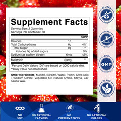 Vitamatic Melatonin Gummies 60 mg per serving highlights high potency in a chewy bite