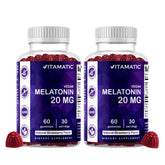 Vitamatic Melatonin Gummies bottle with blackberry flavor for a relaxing evening routine