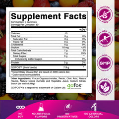 Vitamatic prebiotic fiber gummies bottle close-up showing zero sugar formula