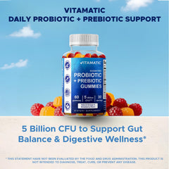 Vitamatic Probiotic Gummies shelf-stable, no refrigeration required for on-the-go use.