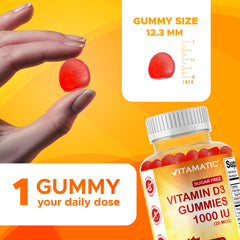 Vitamatic Sugar Free D3 Gummies spoon-serve shows convenient daily intake.