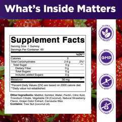 Vitamatic sugar free melatonin gummies bottle front shows strawberry flavor