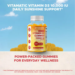 Vitamatic bottle display 120 servings for a full month of gummies.