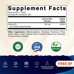 Vitamatic Vitamin B1 tablets in hand suggest convenient daily energy support.