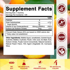 Vitamatic Vitamin D3 gummies in peach flavor ready for daily routine