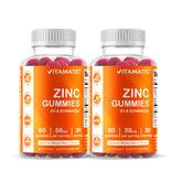 Vitamatic Zinc 50mg Gummies bottle front with berry flavor for daily wellness