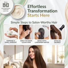 VITAMINS Hair Cosmetics Keratin Hair Mask application hands demonstrates easy at-home use.
