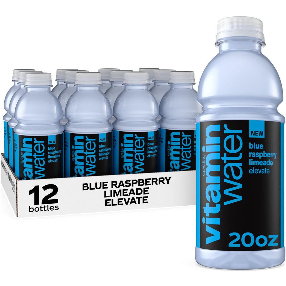 Vitaminwater Elevate blue raspberry limeade bottle for on-the-go hydration and vitamin benefits