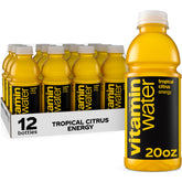 Vitaminwater Energy Tropical Citrus bottle close-up for on-the-go refreshment.