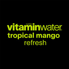 vitaminwater Refresh Tropical Mango glass with straw ready for a refreshing sip.
