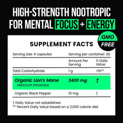 Close-up of VitaRaw Lions Mane capsules for mental clarity.