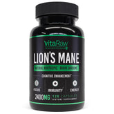 VitaRaw Lions Mane supplement bottle front for daily brain support.