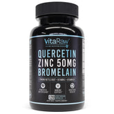 VitaRaw Quercetin with Bromelain bottle showcasing immune support capsules for daily wellness